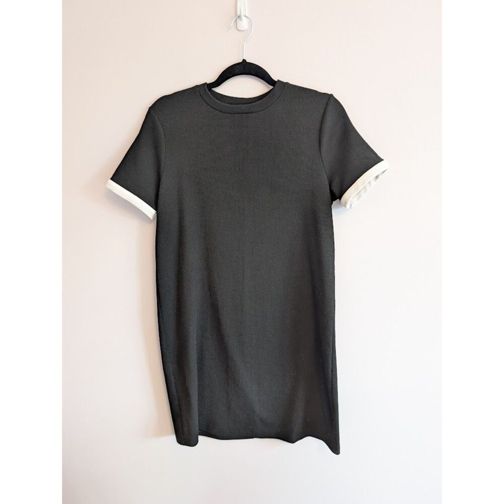 Zara Women's Black Ribbed Tshirt Dress size Small